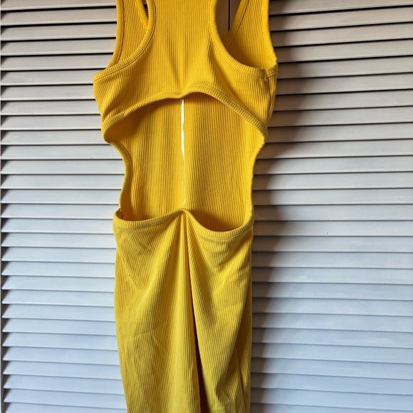 Yellow Ribbed Midi Dress - Picture 2 of 3
